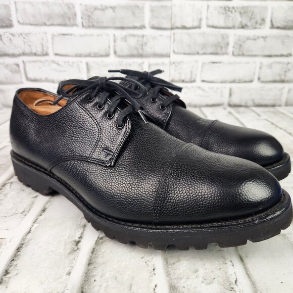 Allen Edmonds Tate Cap Toe Mens Sz 11.5 D Black Pebble Grain Leather Oxford Shoe - Picture 1 of 11